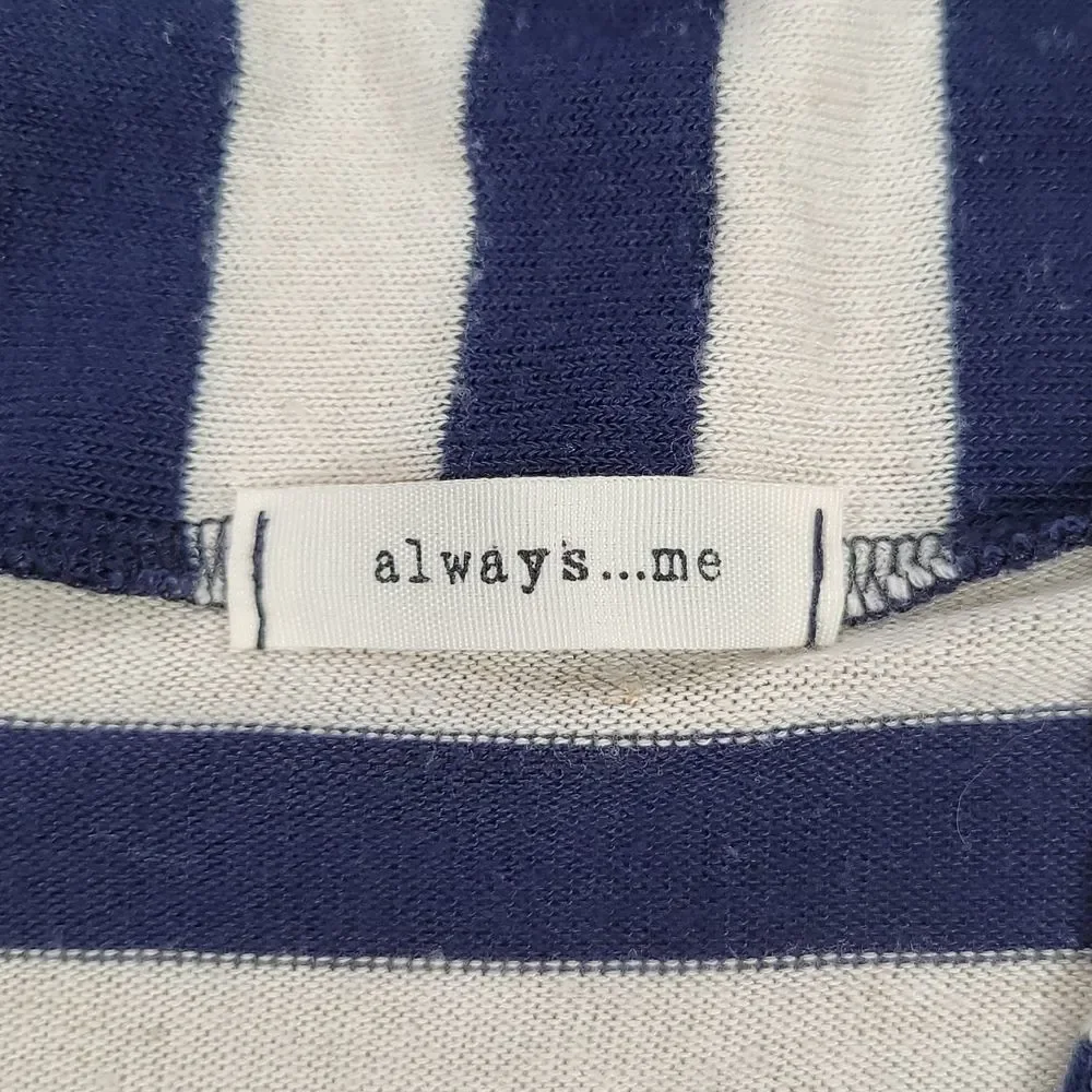 🔸️Always Me Blue Striped Open Front Elbow Patch Sweater Medium - Picture 8 of 9